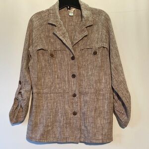 Christopher & Banks Brown Linen Blend Utility Jacket